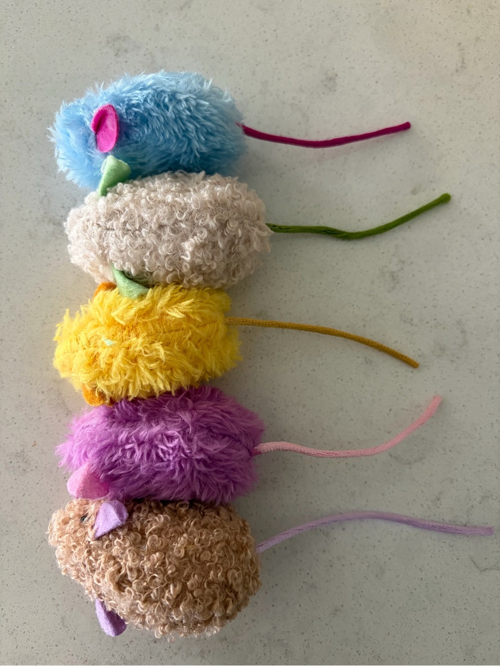 Assorted fluffy mouse cat toys